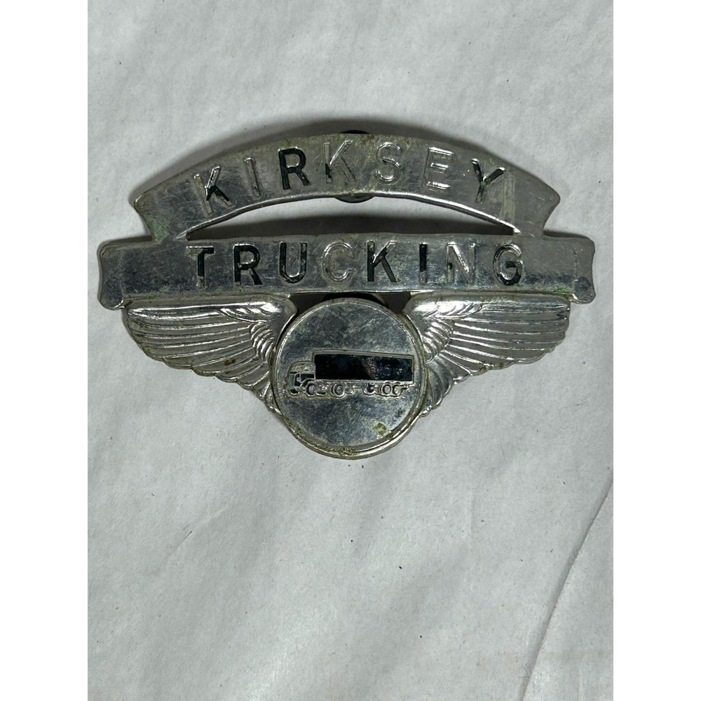 Vintage Kirksey Trucking Hat Badge Cap Advertising Semi Metal Pin Display